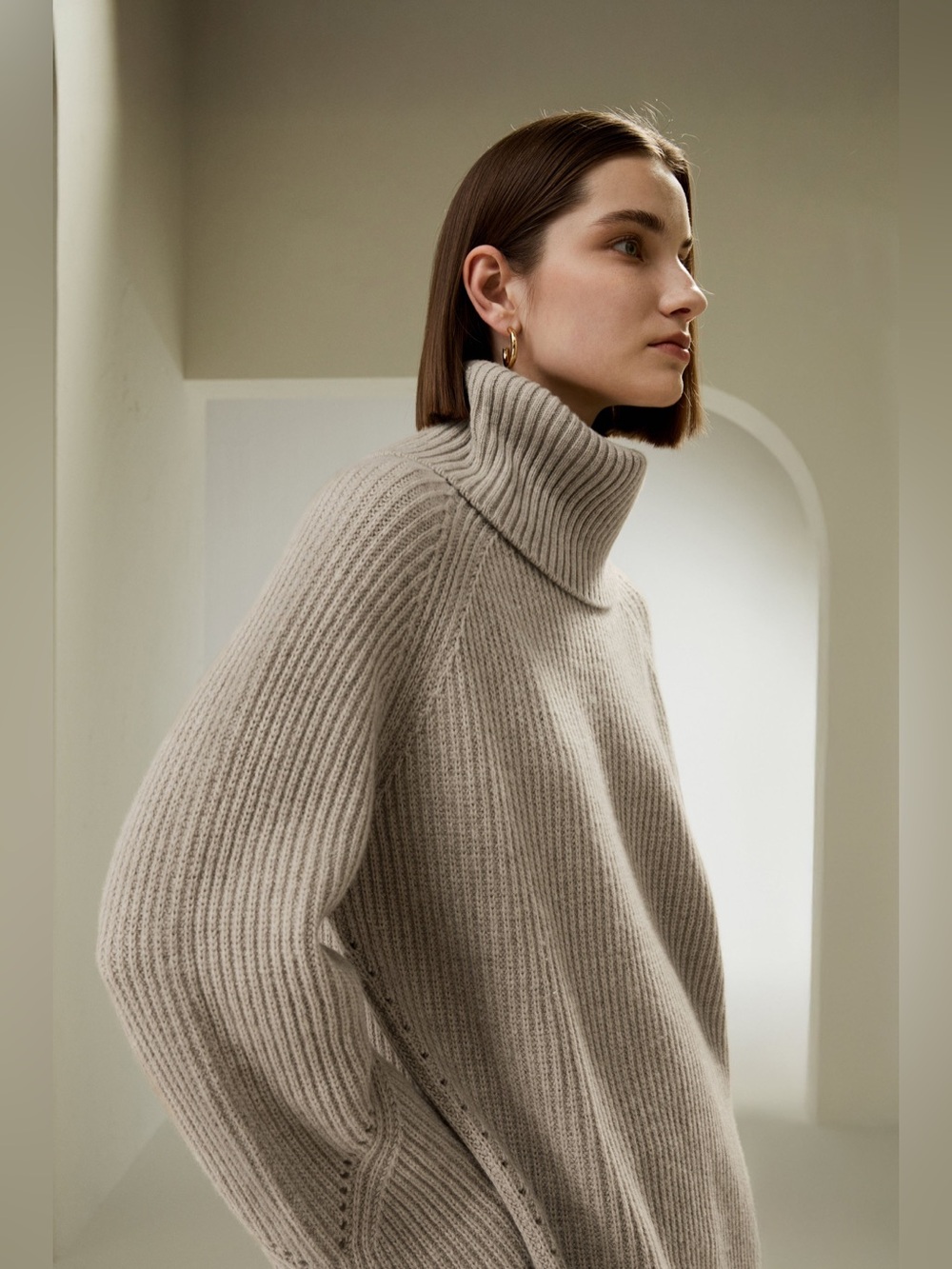 LILYSILK Oversized Merino Wool Sweater With Slit Sleeves